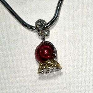 Gems En Vogue Sterling Gold Accent Glass Snow Globe Charm Stainless Bracelet